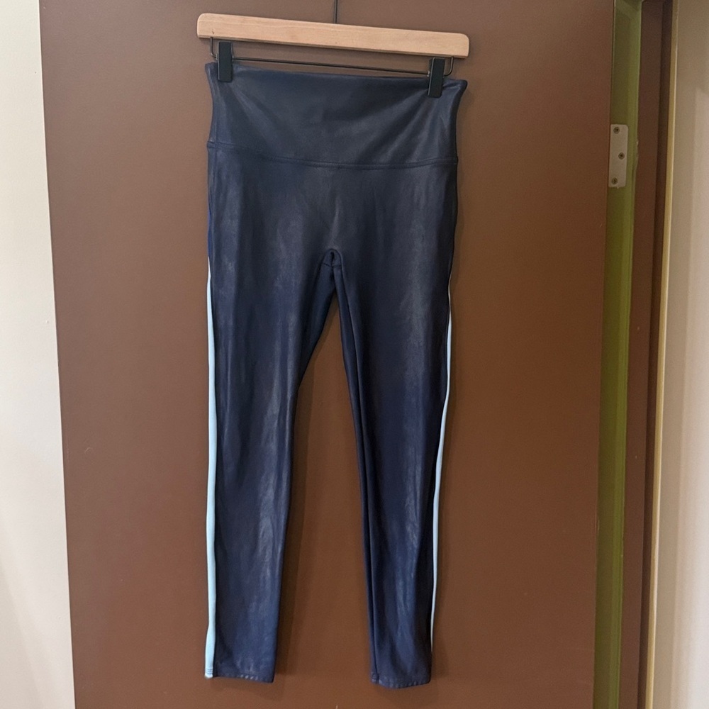 SPANX Navy Blue Stripe Leggings